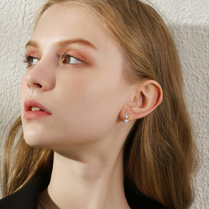925 Sterling Silver Blue Simulated Aquamarine Crystal Butterfly Huggie Earrings