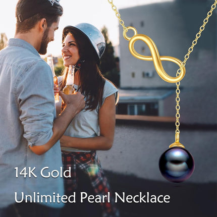 14K Gold Heart Pendant with Cubic Zirconia Lariat Necklace for Women's s
