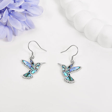 925 Sterling Silver Hummingbird Earrings with Abalone Shell Inlay for Women Mom Gifts