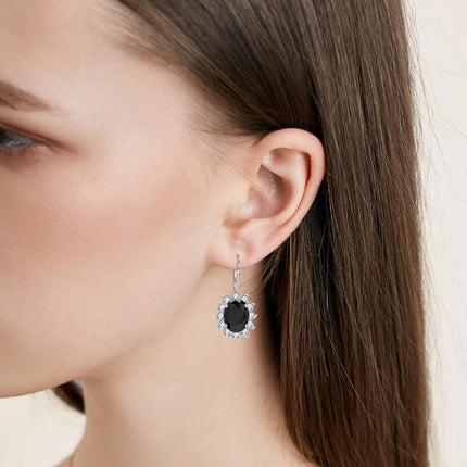 925 Sterling Silver Oval Cut Birthstone Dangle Leverback Earrings for Women Mom