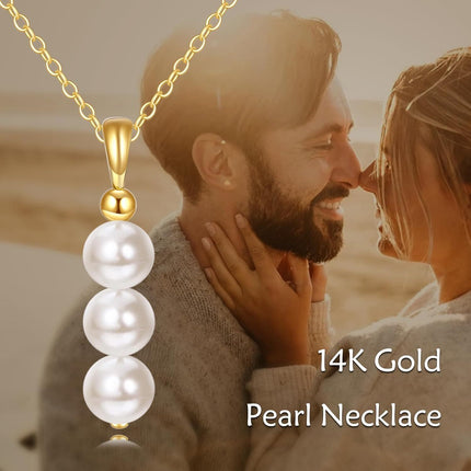 14K Gold Freshwater Pearl Drop Pendant Necklace for Women