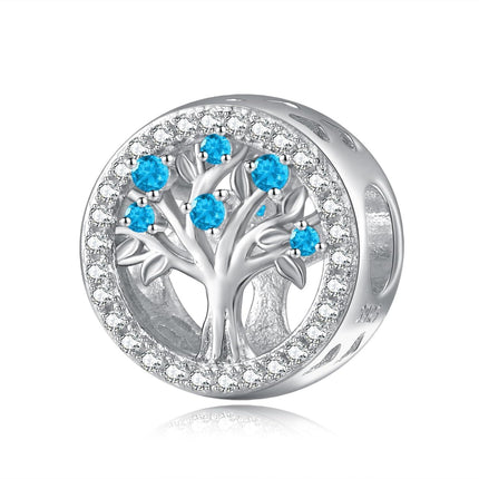 925 Sterling Silver Tree of Life Birthstone Charms for Bracelets