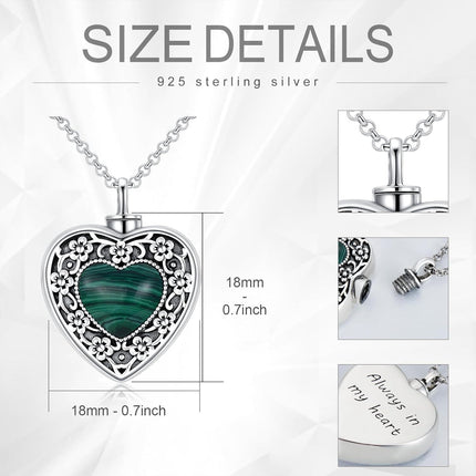 925 Sterling Silver Purple Amethyst Heart Cremation Urn Pendant Necklace with Funnel and Fill Tool - Memorial Keepsake Jewelry