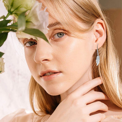 925 Sterling Silver Feather Dangle Drop Earrings Angel Wing s for Women Girls Sensitive Ears