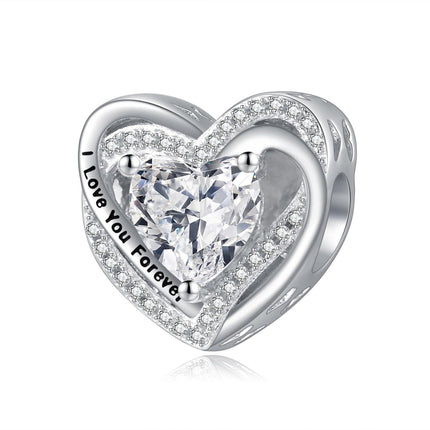 925 Sterling Silver Heart Birthstone Charms for Bracelets Jewelry Gifts