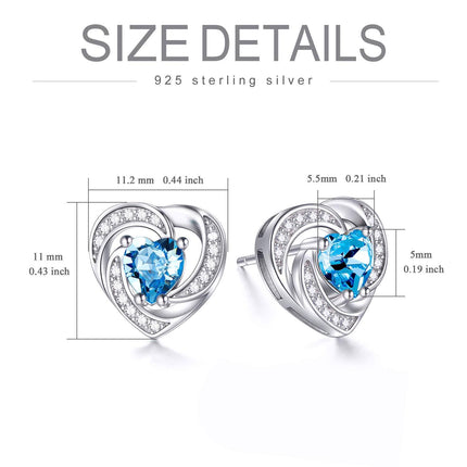 925 Sterling Silver Birthstone Heart Stud Earrings Jewelry Gifts for Women