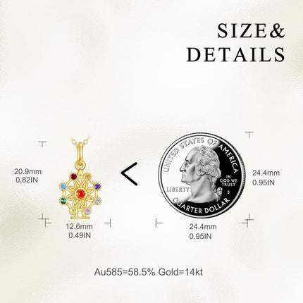 14K Gold Birthstone Tree of Life Necklace for Women Moon Star Pendant
