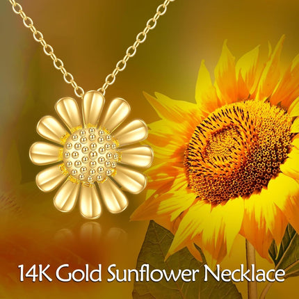 14K Gold Daisy Pendant Necklace Minimalist Floral s for Her