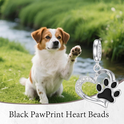 925 Sterling Silver & CZ Dog Paw Print Charm for Bracelet - Hypoallergenic Gift for Her, Mom, Wife - Valentine's, Mother's Day, Christmas
