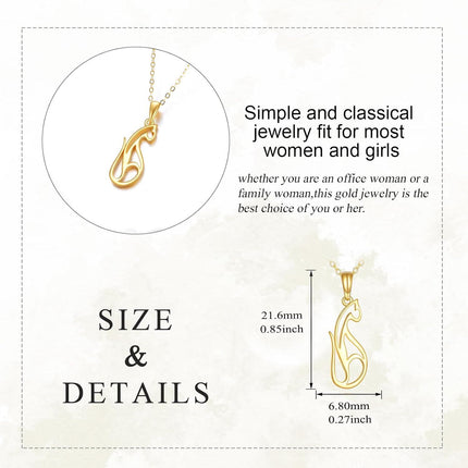 14K Gold Diamond Accent Cat Pendant Necklace for Women - Elegant Fine s for Animal Enthusiasts