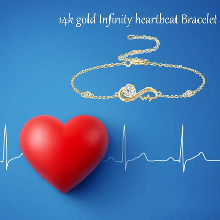 14K Gold Infinity Heart Charm Bracelet - Elegant  for Her on Christmas & Birthdays