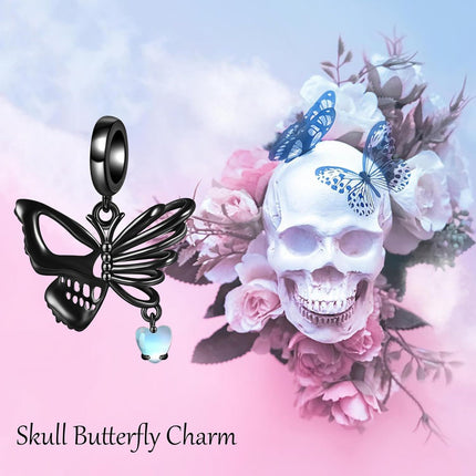 Black 925 Sterling Silver Butterfly Heart Pendant Charm Bracelet for Women Mom  69 chars