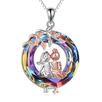 Sterling Silver Heart Necklace Sisters Gift for Friendship Birthday Christmas