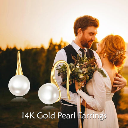 14K Gold Pearl Dangle Earring for Women Girls Elegant Fashion s Accessories
