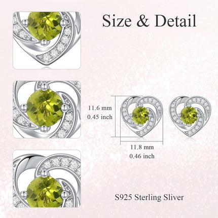 925 Sterling Silver Birthstone Heart Stud Earrings Jewelry Gifts for Women