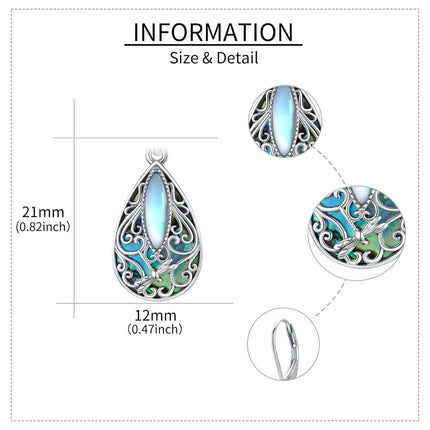 925 Sterling Silver Abalone Shell Dragonfly Filigree Teardrop Dangle Leverback Earrings