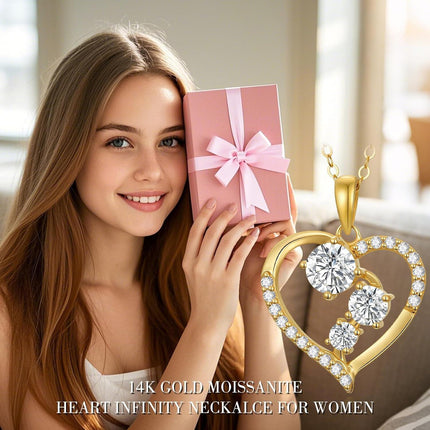 14K Gold Yellow Diamond Heart Pendant Necklaces for Women 1CTTW