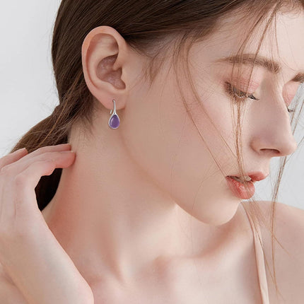 925 Sterling Silver Turquoise Teardrop Threader Earrings for Women - Long Dangle Pierced Jewelry