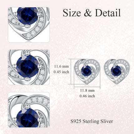 925 Sterling Silver Birthstone Heart Stud Earrings Jewelry Gifts for Women