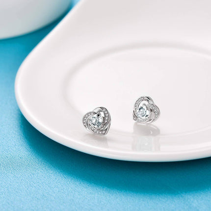 925 Sterling Silver Birthstone Heart Stud Earrings Jewelry Gifts for Women