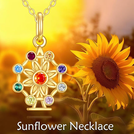 14K Gold Birthstone Tree of Life Necklace for Women Moon Star Pendant