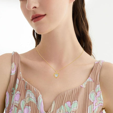 14K Gold Diamond Cut Heart-Shaped Pendant Necklace - Elegant for Her