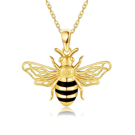 14K Gold Bee Pendant Necklace Minimalist Fine s for Her Birthday Anniversary Valentines Mother's Day