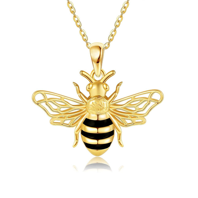 14K Gold Bee Pendant Necklace Minimalist Fine s for Her Birthday Anniversary Valentines Mother's Day