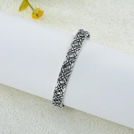 925 Sterling Silver Braided Celtic Knot Adjustable Bangle Bracelet Gift for Men & Women