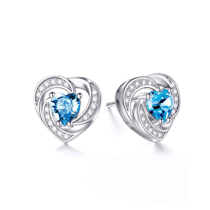 925 Sterling Silver Birthstone Heart Stud Earrings Jewelry Gifts for Women