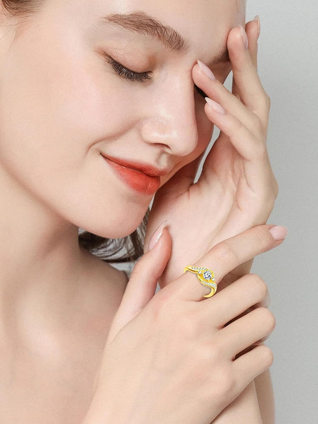 14K Gold Plated 925 Sterling Silver 5mm Round Cubic Zirconia Women s Rings