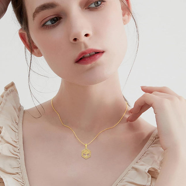 14K Gold Tree Of Life Pendant Necklace For Women
