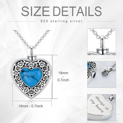 925 Sterling Silver Purple Amethyst Heart Cremation Urn Pendant Necklace with Funnel and Fill Tool - Memorial Keepsake Jewelry