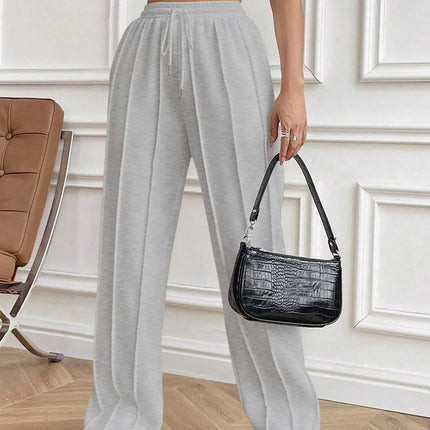 Drawstring Elastic Waist Pants with Pockets