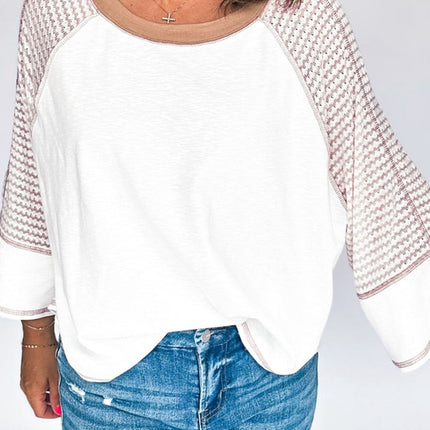 Striped Round Neck Raglan Sleeve Top