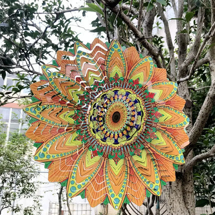 Birds And Flowers Stainless Steel 3D Rotating Wind Spinner Chime Mirror Metal Home Garden Decoration Outdoor Indoor Ornaments - Vickie Lynn's