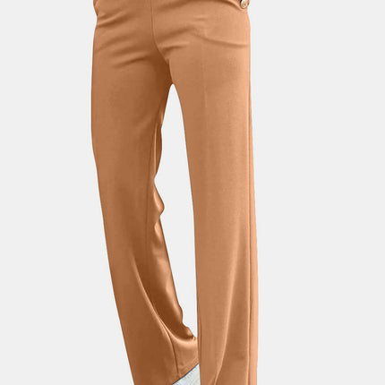 Decorative Button High Rise Pants