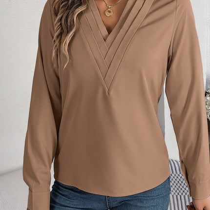 V-Neck Long Sleeve Blouse