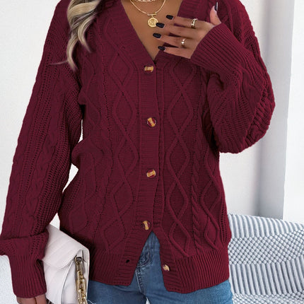 Cable-Knit Long Sleeve Cardigan