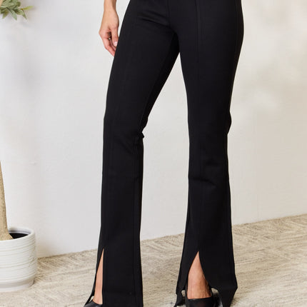 Kancan V-Waistband Slit Flare Pants