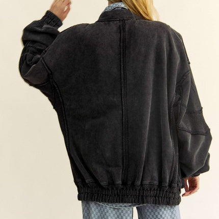 Davi & Dani Exposed Seam Zip Up Dropped Shoulder Jacket