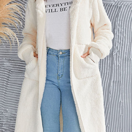 Double Take Full Size Hooded Teddy Bear Jacket with Thumbholes - Vickie Lynn's