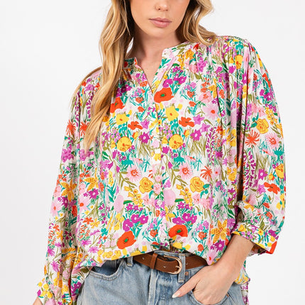 SAGE + FIG Button Down Floral Shirt