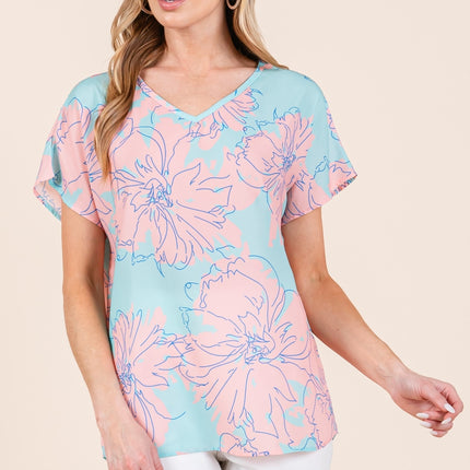 BOMBOM Floral Short Sleeve T-Shirt