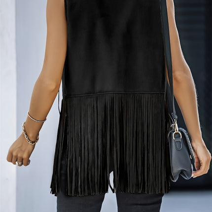 Fringe Open Front Vest Coat