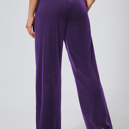 Drawstring Elastic Waist Straight Leg Pants