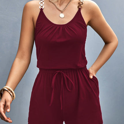 Scoop Neck Romper with Pockets