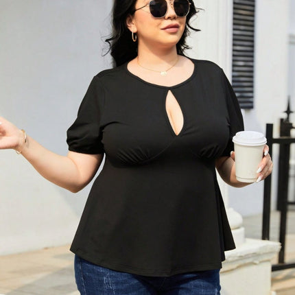 Plus Size Cutout Short Sleeve Blouse