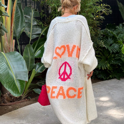 Letter Dropped Shoulder Long Sleeve Cardigan - Vickie Lynn's
