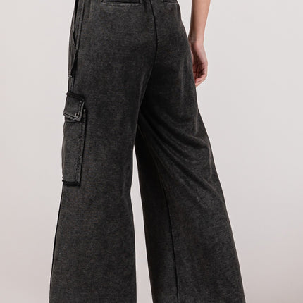 SAGE + FIG Knit Terry Mineral Wash Wide Leg Pants